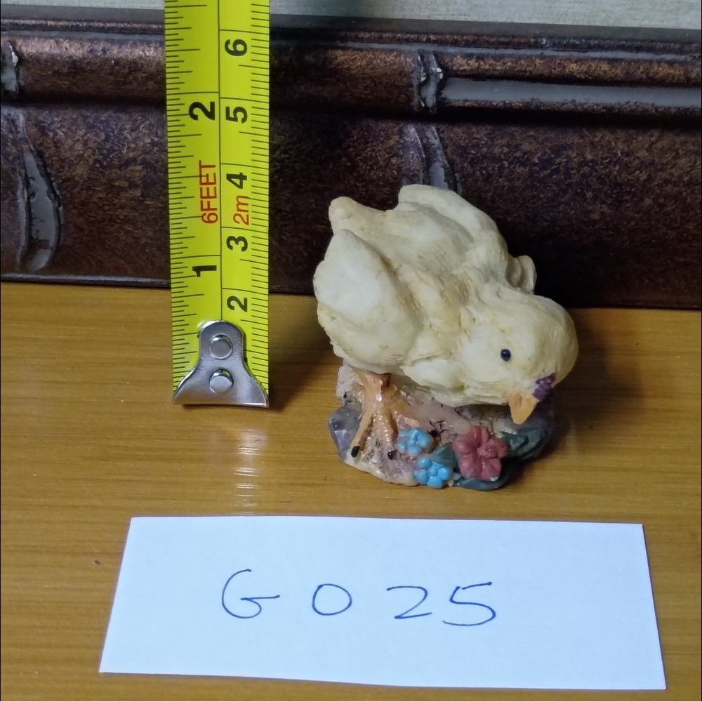 Miniature Baby Chick Figurine Yellow Bird with Flowers Easter Spring Decor - Picture 4 of 5